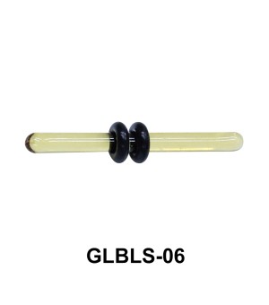 Glass Barbell with Two Black Rubber Ring Outer GLBLS-06